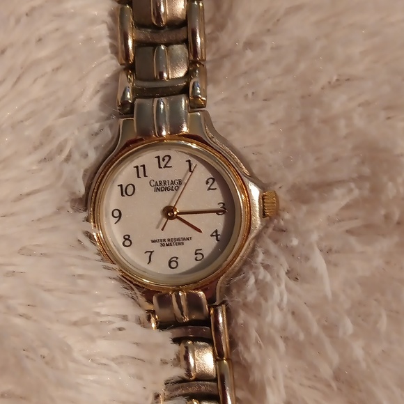 Carriage Indiglo watch with silver and gold stainless steel band - Picture 1 of 3